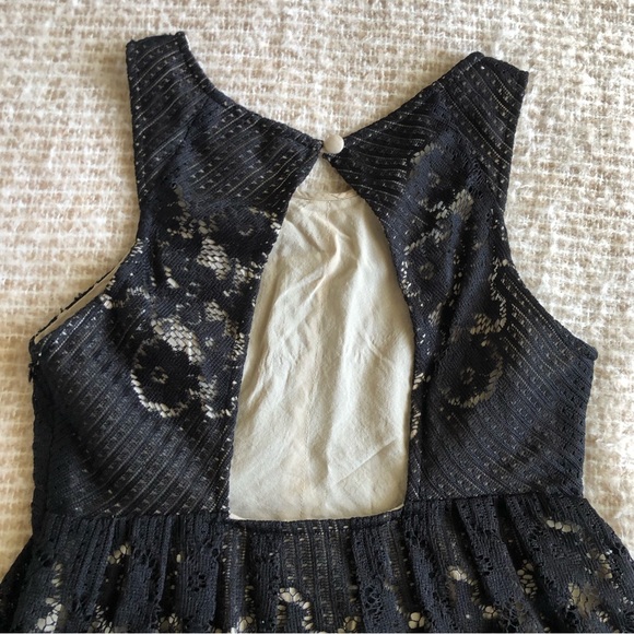 FREE PEOPLE Nude Black Lace Mini Backless Dress XS - Picture 5 of 10